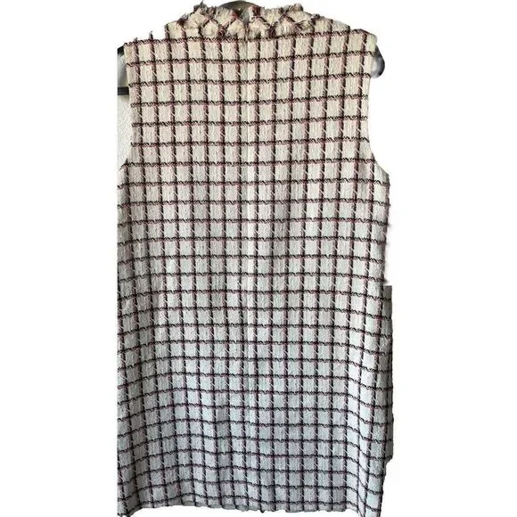 NEW Veronica Beard Laurel Tweed Check Shift Dress Red White Women Size 10